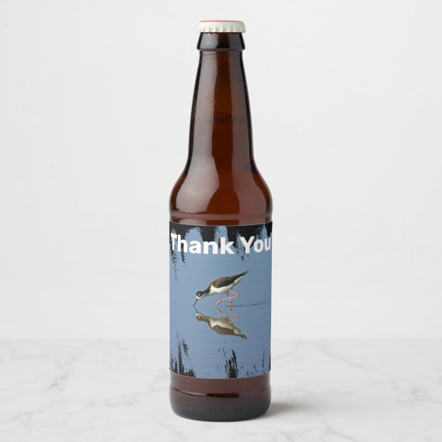 Vielen Dank Beach Bird Reflection Foto Wertschätzu Bierflaschenetikett (Vorderseite)