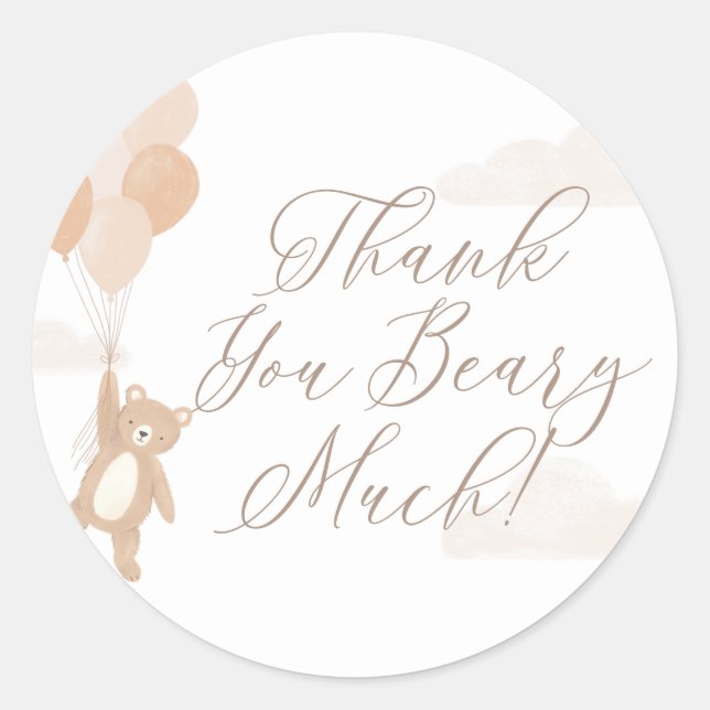 Vielen Dank Beary Much Baby Dusche Runder Aufkleber (Vorderseite)