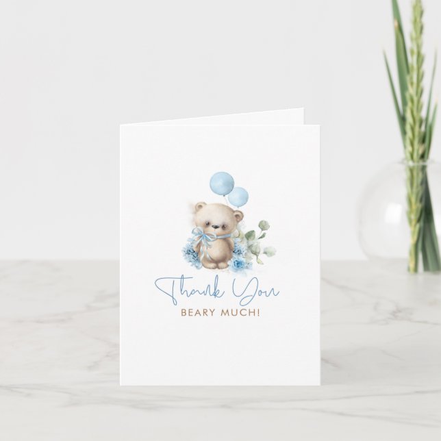 Vielen Dank Beary Much Bear Baby Dusche Dankeskarte (Vorderseite)