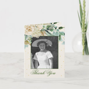 Vielen Dank Beerdigung Foto Elegante Rose Foliage Einladung
