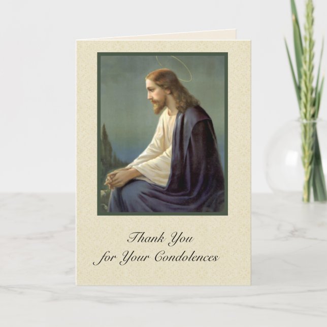 Vielen Dank Beileid Beileid Bedauern Jesus Dankeskarte (Vorderseite)