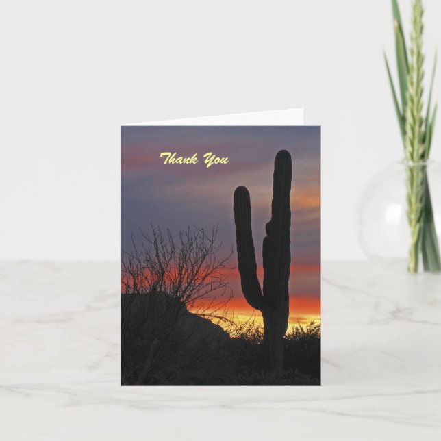 Vielen Dank Beileid Saguaro Cactus Sunset Note Car Dankeskarte (Vorderseite)