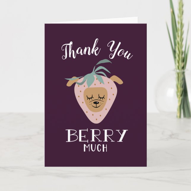 Vielen Dank, BERRY Much | Niedlicher Strawberry Do Dankeskarte (Vorderseite)