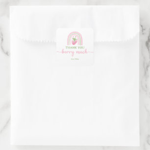 Vielen Dank Berry Much Strawberry Baby Dusche Quadratischer Aufkleber