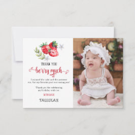 Vielen Dank, 'Berry Much' Strawberry Birthday Foto Dankeskarte