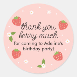 Vielen Dank, Berry Much Strawberry Birthday Runder Aufkleber