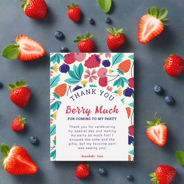 Vielen Dank Berry Much Strawberry Blueberry Colorf Dankeskarte (Von Creator hochgeladen)