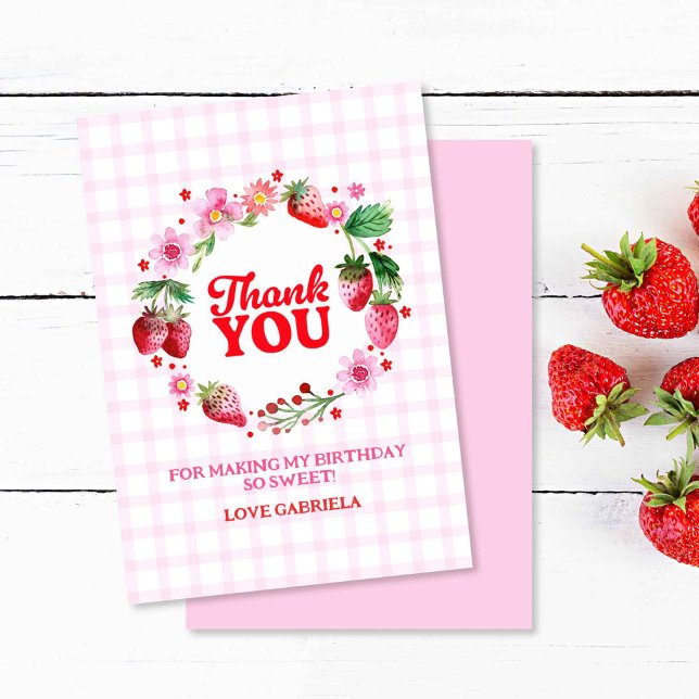 Vielen Dank, Berry Sweet Strawberry Birthday Dankeskarte (Thank You Berry Sweet Strawberry Birthday)
