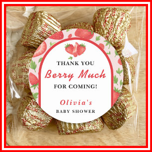 Vielen Dank Berry Viel Erdbeerbaby Shower Runder Aufkleber