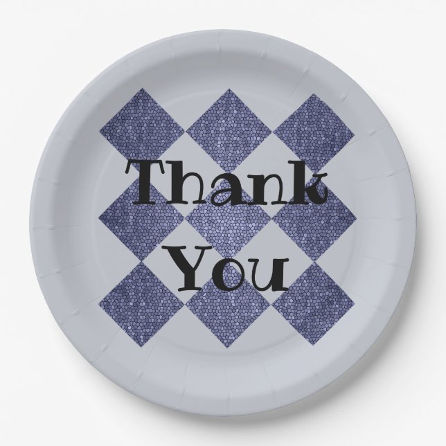 Vielen Dank Beruflich Blue Diamond Pattern Mosaik Pappteller (Vorderseite)