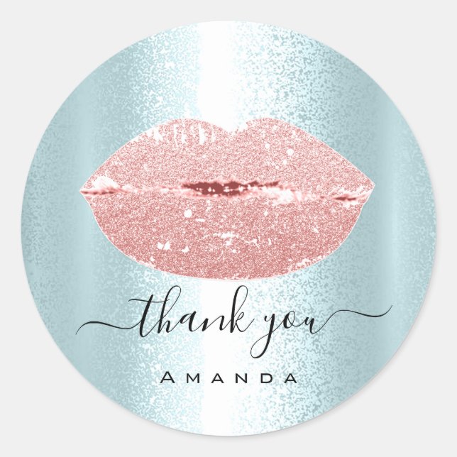 Vielen Dank bestellen Makeup Kiss Lips Glitzer Blu Runder Aufkleber (Vorderseite)