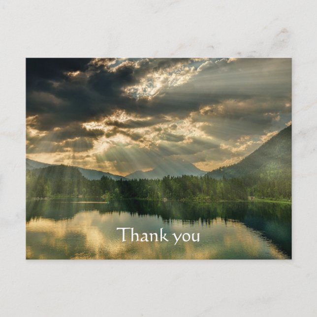 Vielen Dank Bibel Scripting Sunrise Breaking Lake Postkarte (Vorderseite)