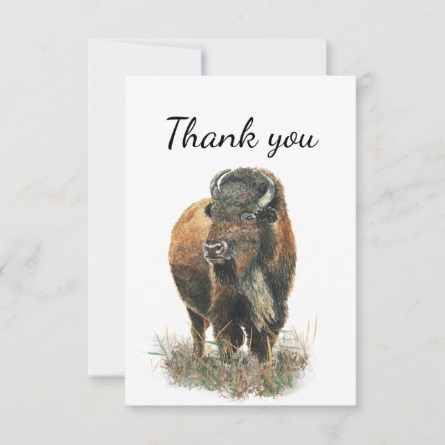 Vielen Dank Bison Buffalo Wildlife Animal Nature A Dankeskarte (Vorderseite)