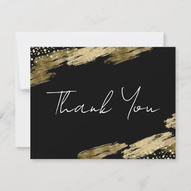 Vielen Dank Black and Gold Elegant Mitteilungskarte (Vorderseite)