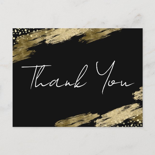 Vielen Dank, Black and Gold Elegante Postcard Postkarte (Vorderseite)