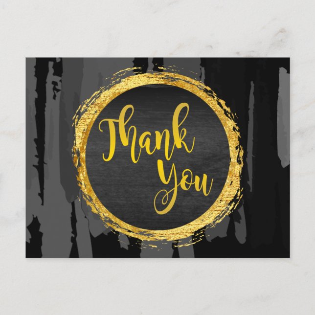 Vielen Dank Black Gold Glitzer Circle Abstrakt Postkarte (Vorderseite)