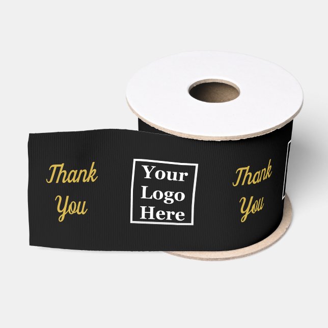 Vielen Dank, Black & Gold Ihr Logo hier Muster Ripsband (Spule)