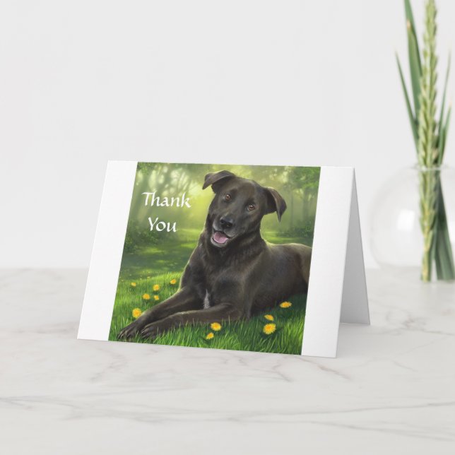 Vielen Dank Black Labrador Retriever Grußkarte Dankeskarte (Vorderseite)