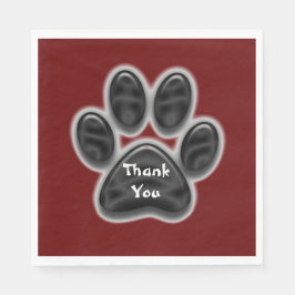 Vielen Dank Black Paw Print Dog Lover Wertschätzun Serviette