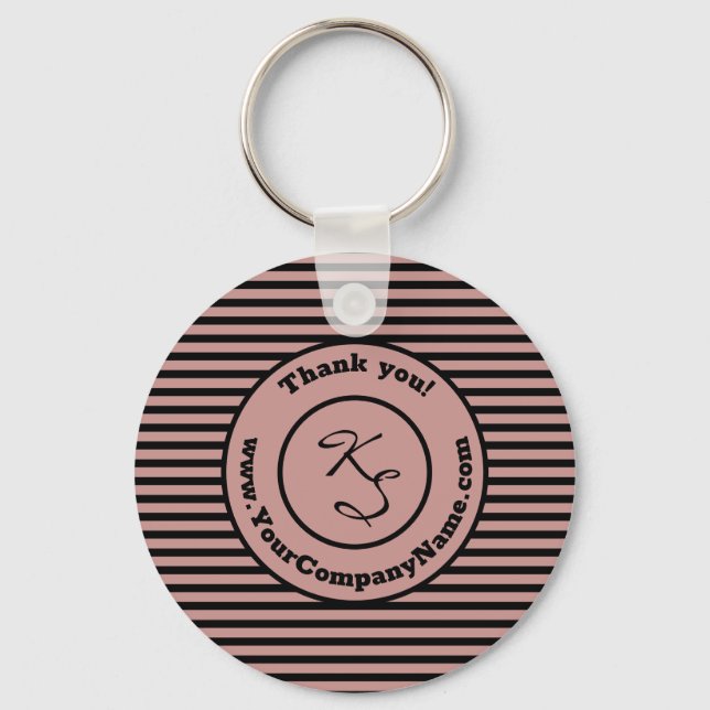 Vielen Dank Black Pink Custom Monogram, Firmenname Schlüsselanhänger (Vorderseite)