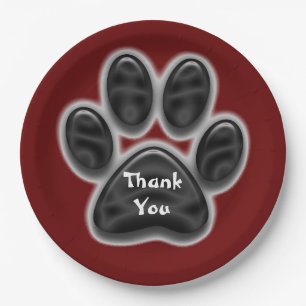 Vielen Dank Black Print Animal Lover Dog Paw Pappteller