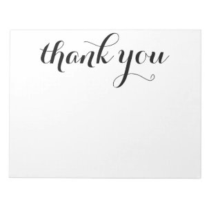 Vielen Dank, Black Script Print 11 x 8.5 Notizblock