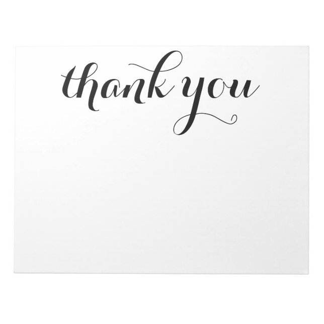 Vielen Dank, Black Script Print 11 x 8.5 Notizblock (Vorderseite)