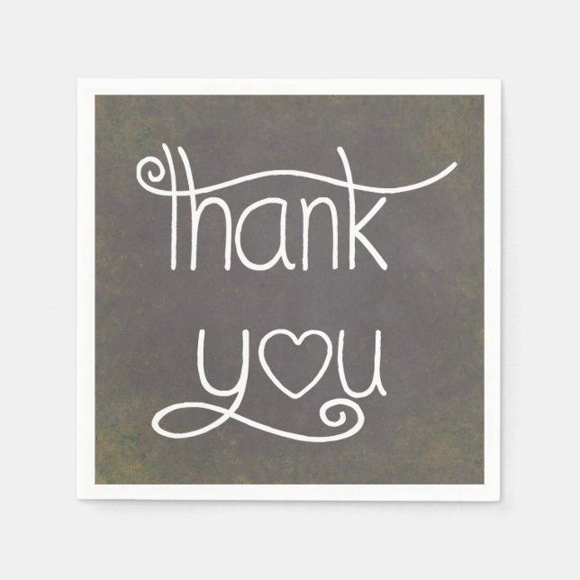 Vielen Dank, Black & White Grunge Chalkboard Napki Serviette (Vorderseite)