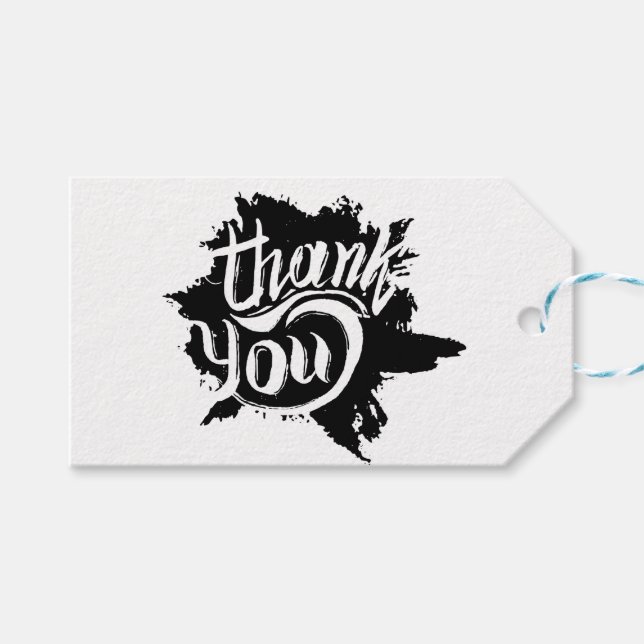 Vielen Dank Black & White Paint Platsche Geschenke Geschenkanhänger (Vorderseite (Horizontal))