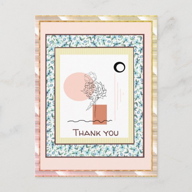 Vielen Dank, Blauer Rosa Gold Spark Abstrakt Postkarte (Vorderseite)