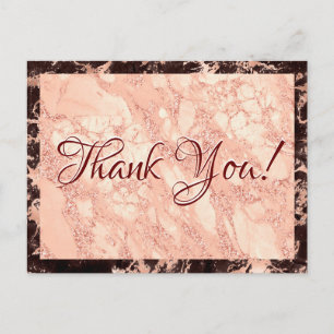 Vielen Dank, Blk & Rose Gold Marmor, Nachricht Postkarte