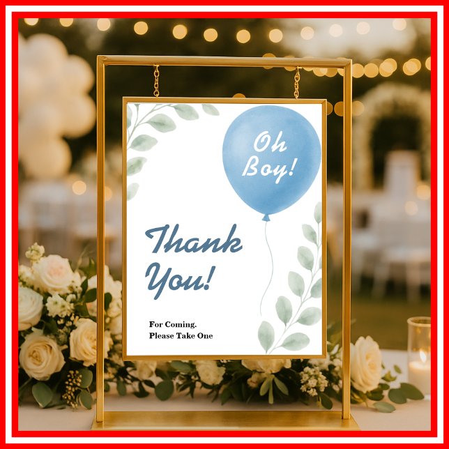 Vielen Dank Blue Balloon Eucalyptus Baby Shower SI Poster (Von Creator hochgeladen)