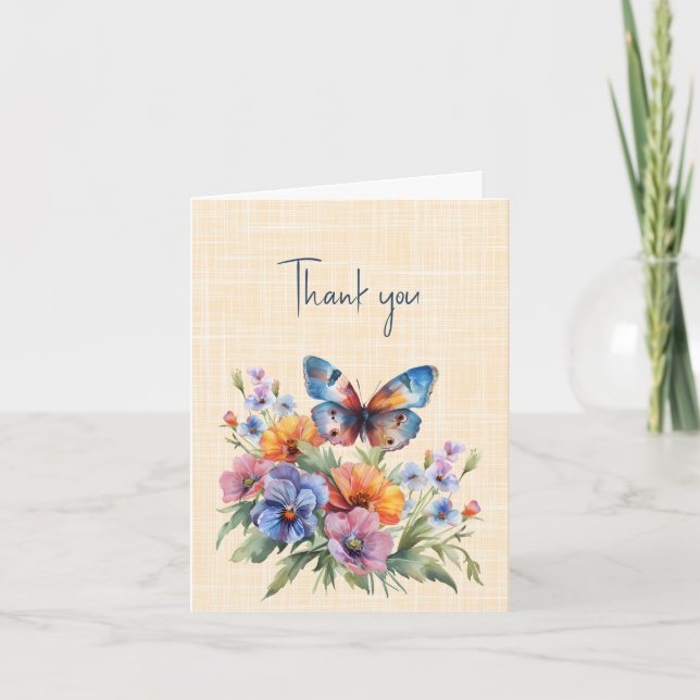 Vielen Dank, Blue Butterfly und Blume Karte (Vorderseite)