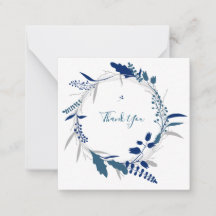 Vielen Dank Blue Floral Modern Flat Note Card