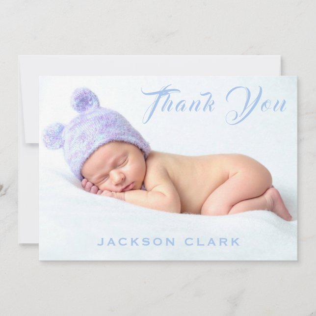 Vielen Dank Blue Foto Collage Baby Boy Ankündigung (Vorderseite)