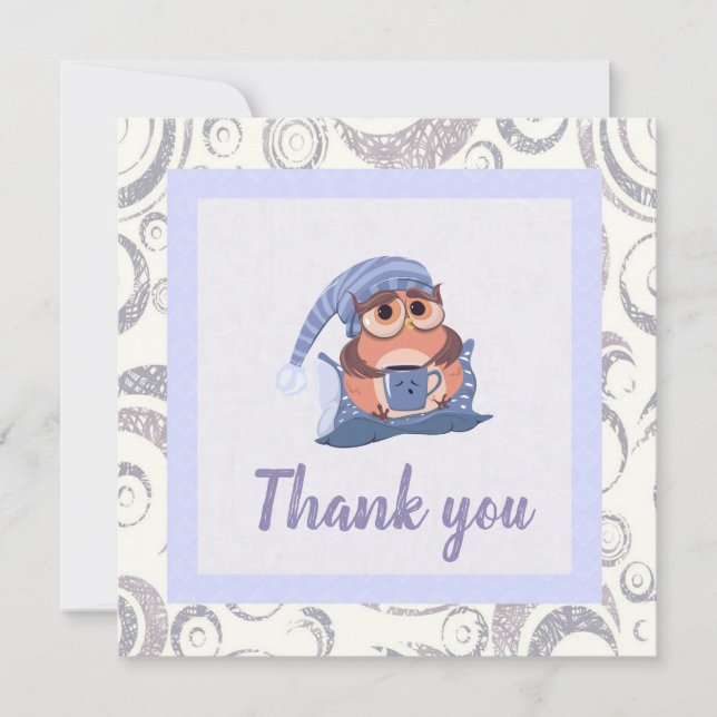 Vielen Dank Blue Gray Baby Owl Cap Niedlich (Vorderseite)