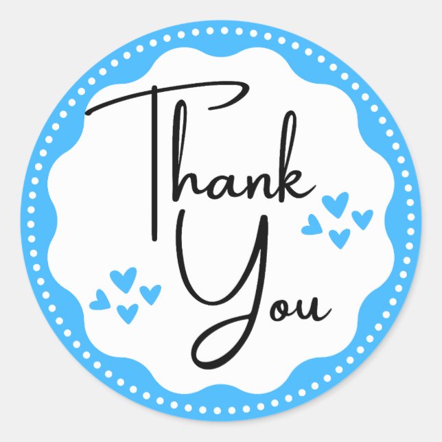 Vielen Dank, Blue Hearts Classic Round Sticker (Vorderseite)