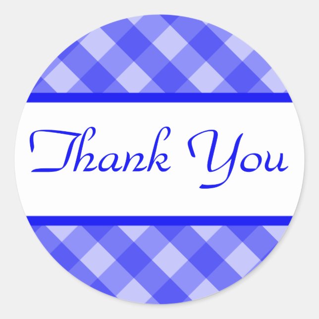 Vielen Dank, Blue Kariert Sticker (Vorderseite)