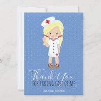Vielen Dank Blue White Polka Dot Blonde Nurse