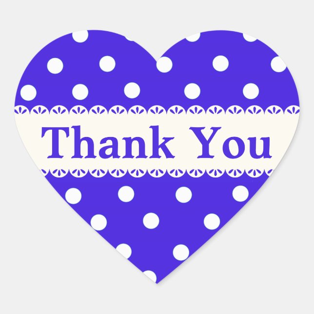 Vielen Dank, Blue & White Polka Dot Sticker / Labe (Vorderseite)