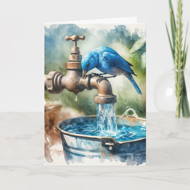 Vielen Dank Bluebird auf einem Retro-Faucet Karte (Vorderseite)