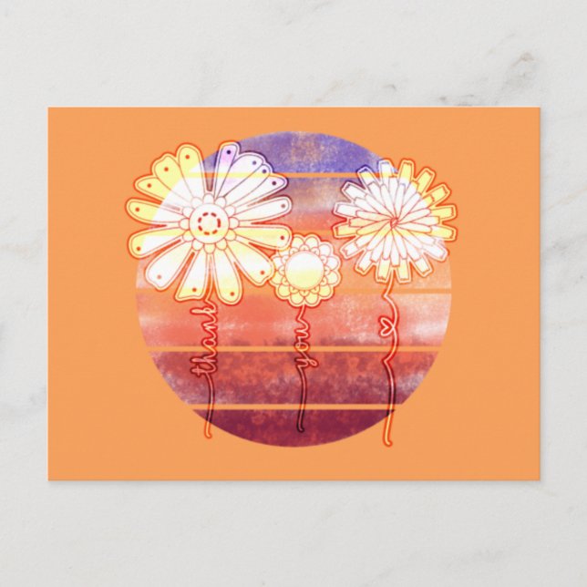Vielen Dank Blume bei Sunset - Orange Postcard Postkarte (Vorderseite)