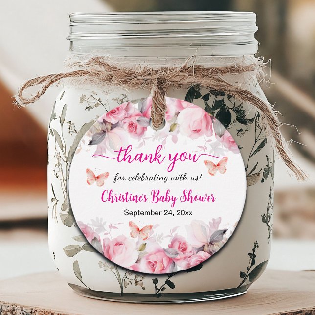 Vielen Dank Blush Rose Baby Dusche Geschenkanhänger (Von Creator hochgeladen)