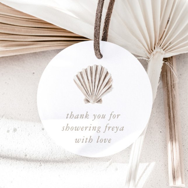 Vielen Dank Boho Beach Muschel Baby Dusche Geschenkanhänger (Zazzle Thank you Boho Beach Shell Baby Shower Favor Tags)