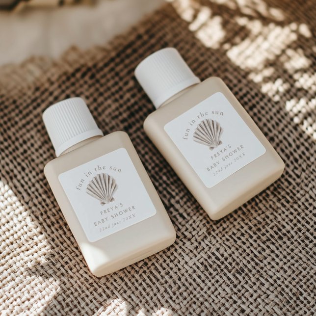 Vielen Dank Boho Beach Muschel Baby Dusche Quadratischer Aufkleber (Zazzle Thank you Boho Beach Shell Baby Shower Square Sticker)