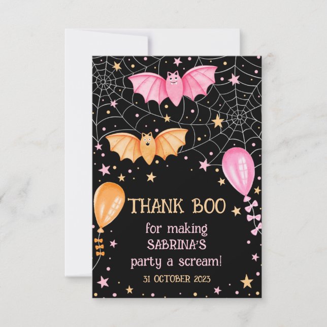 Vielen Dank, Boo Halloween-Party Dankeskarte (Vorderseite)
