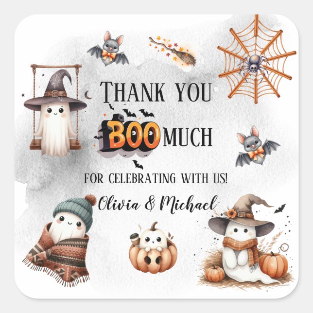 Vielen Dank Boo Much Niedlich Spooky Ghost Quadratischer Aufkleber (Vorderseite)