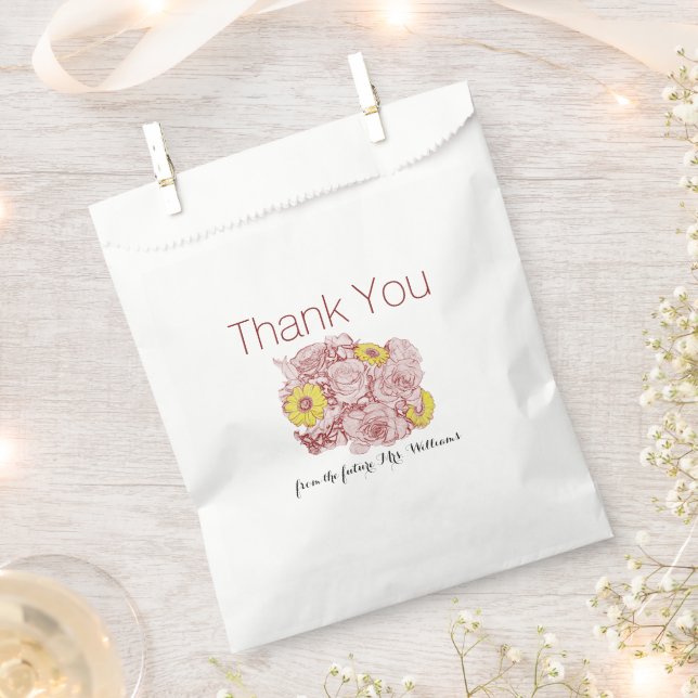 Vielen Dank Brautparty Outlinated Bouquet Artwork Geschenktütchen (Ausgeschnitten)
