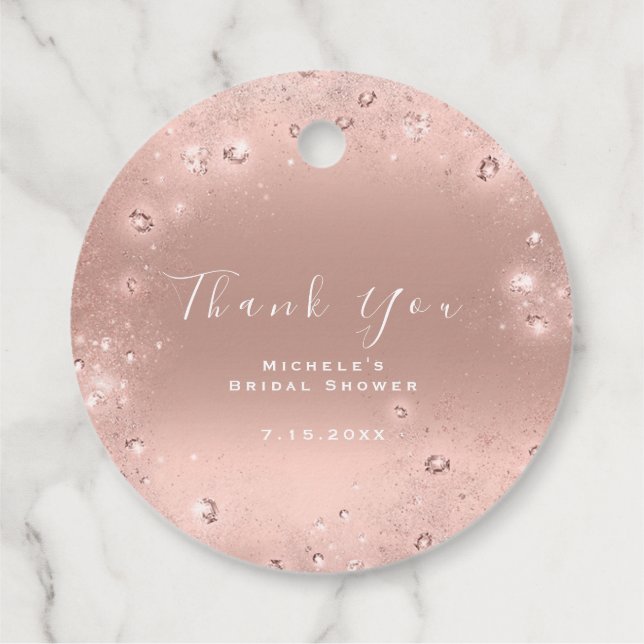Vielen Dank Brautparty Sweet 16. Blush Confetti Geschenkanhänger (Rückseite)