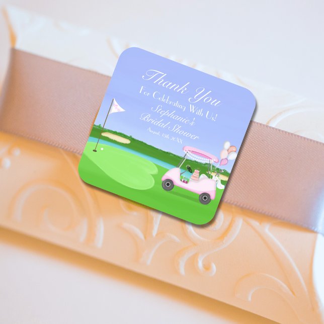 Vielen Dank Bridal Golf Brautparty Brunch Quadratischer Aufkleber (Von Creator hochgeladen)